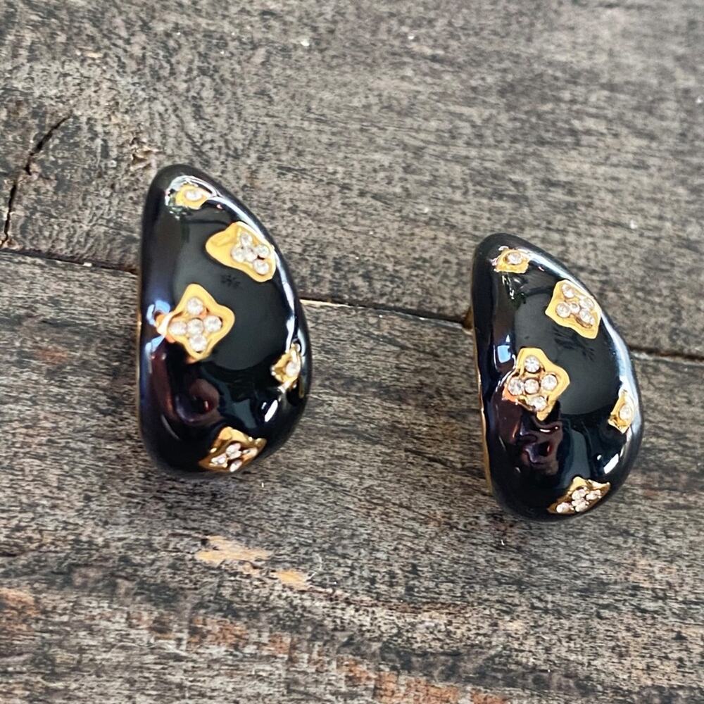 NEW Black Night Rhinestone Drop Earrings - Picture 8 of 10